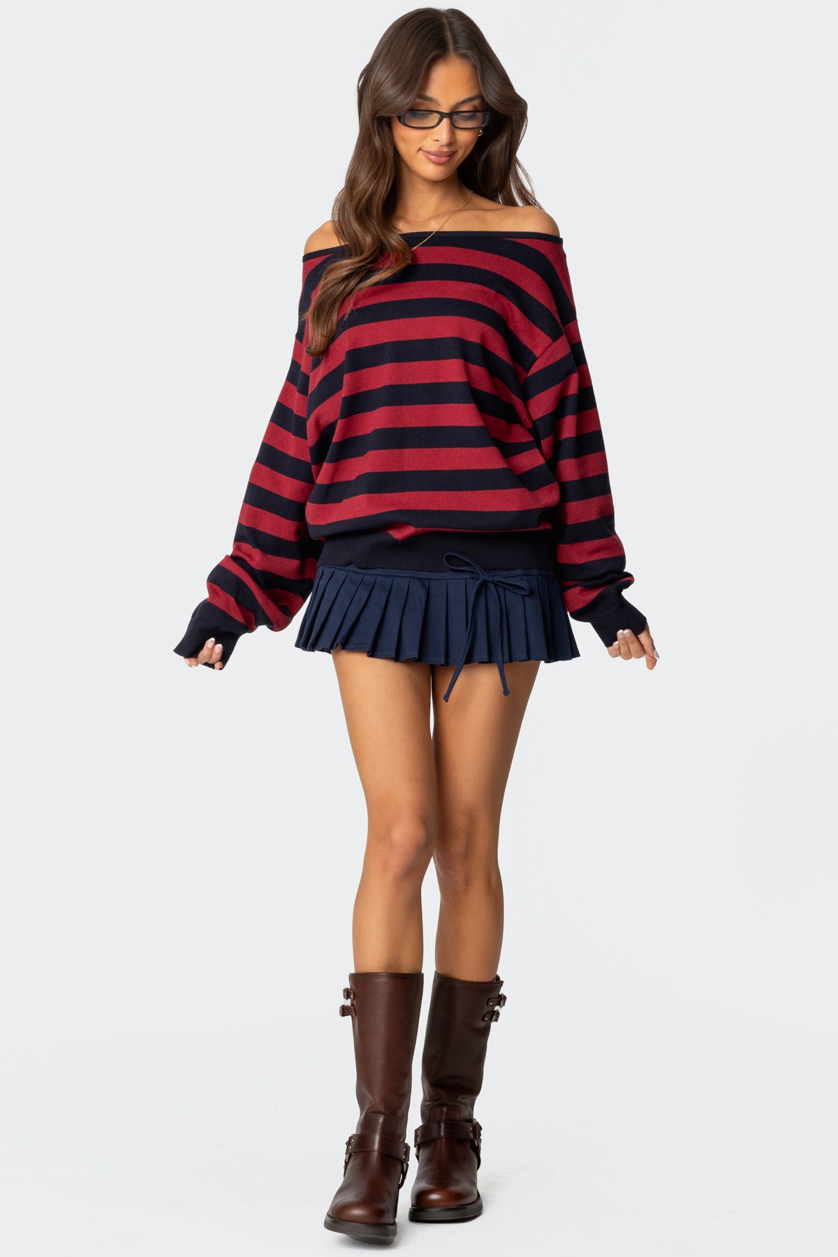 Sterling Striped Off Shoulder Sweater