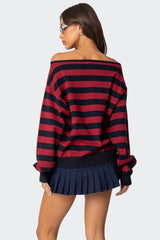 Sterling Striped Off Shoulder Sweater