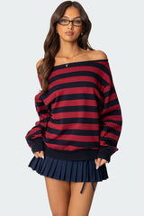 Sterling Striped Off Shoulder Sweater