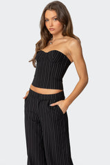 Aliza Strapless Pinstripe Corset