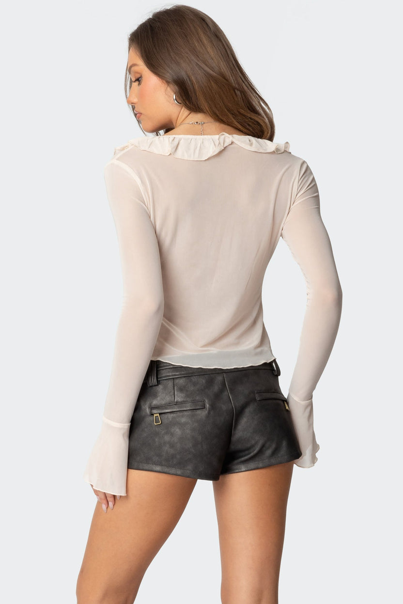 Edikted Ruffle Top Sheer Mesh Ruffled Top – Edikted UK