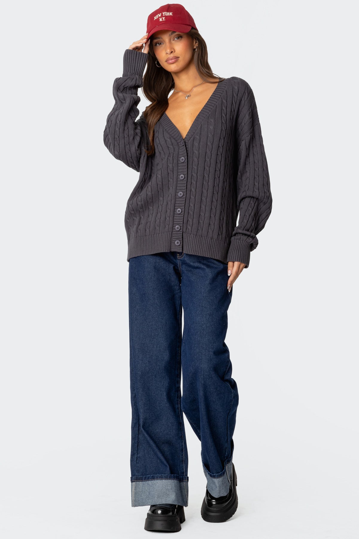 Francine Oversized V Neck Cardigan