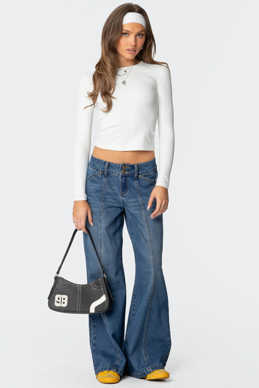 Charlie Panel Charlie Panel Stitch Low Rise Bootcut Jeans – Edikted UK