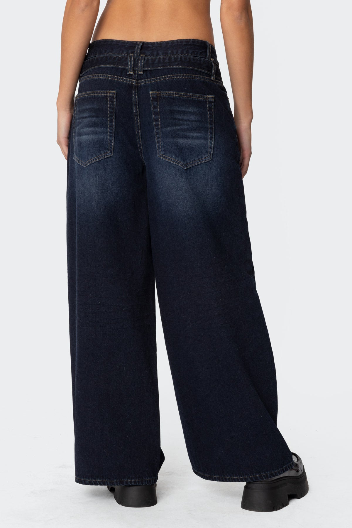 Super Baggy Belted Low Rise Jeans