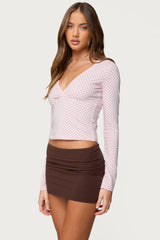 Kianah Polka Dot V Neck T Shirt