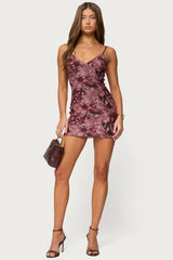 Myra Botanical Mesh Mini Dress