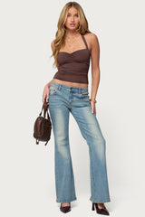 Anael Ruched Halter Top