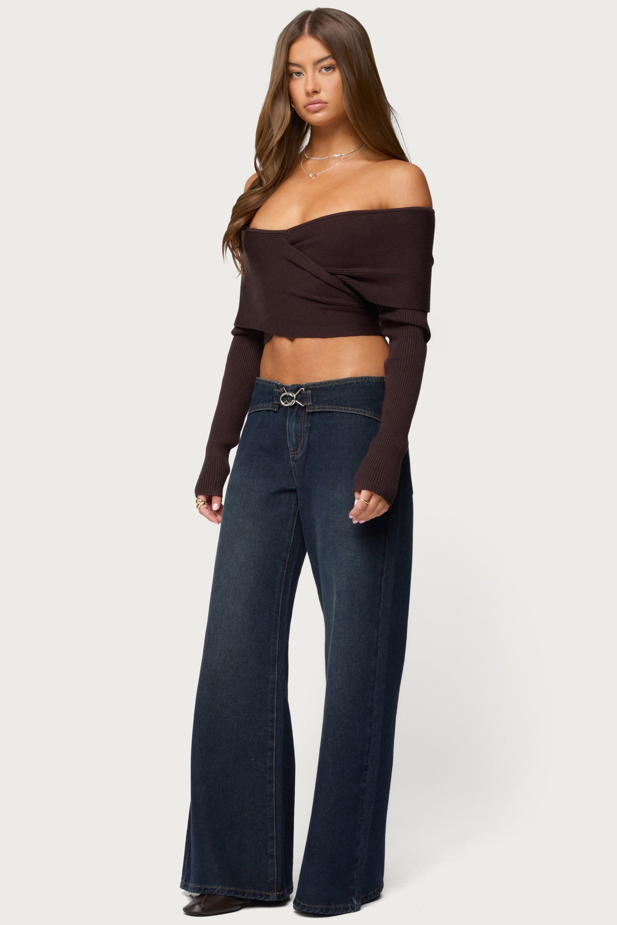Paulina Off Shoulder Wrap Sweater