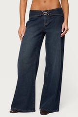 Briah Belted Low Rise Wide Leg Jeans