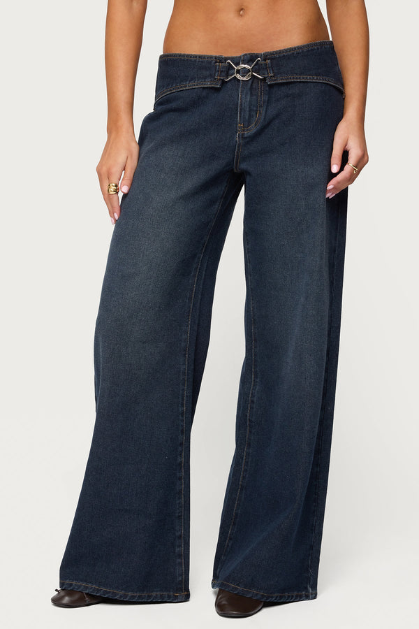 Briah Belted Low Rise Wide Leg Jeans