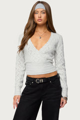 Janine Pointelle Knit V Neck Top