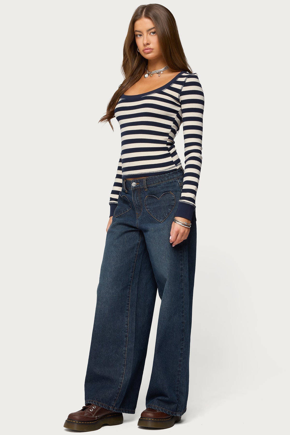 Heart Pockets Low Rise Baggy Jeans