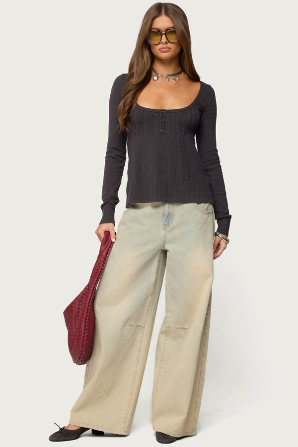 Jaylah Cable Knit Babydoll Top