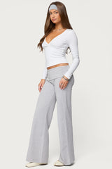 Wide Leg Foldover Trousers