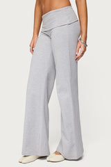 Wide Leg Foldover Trousers
