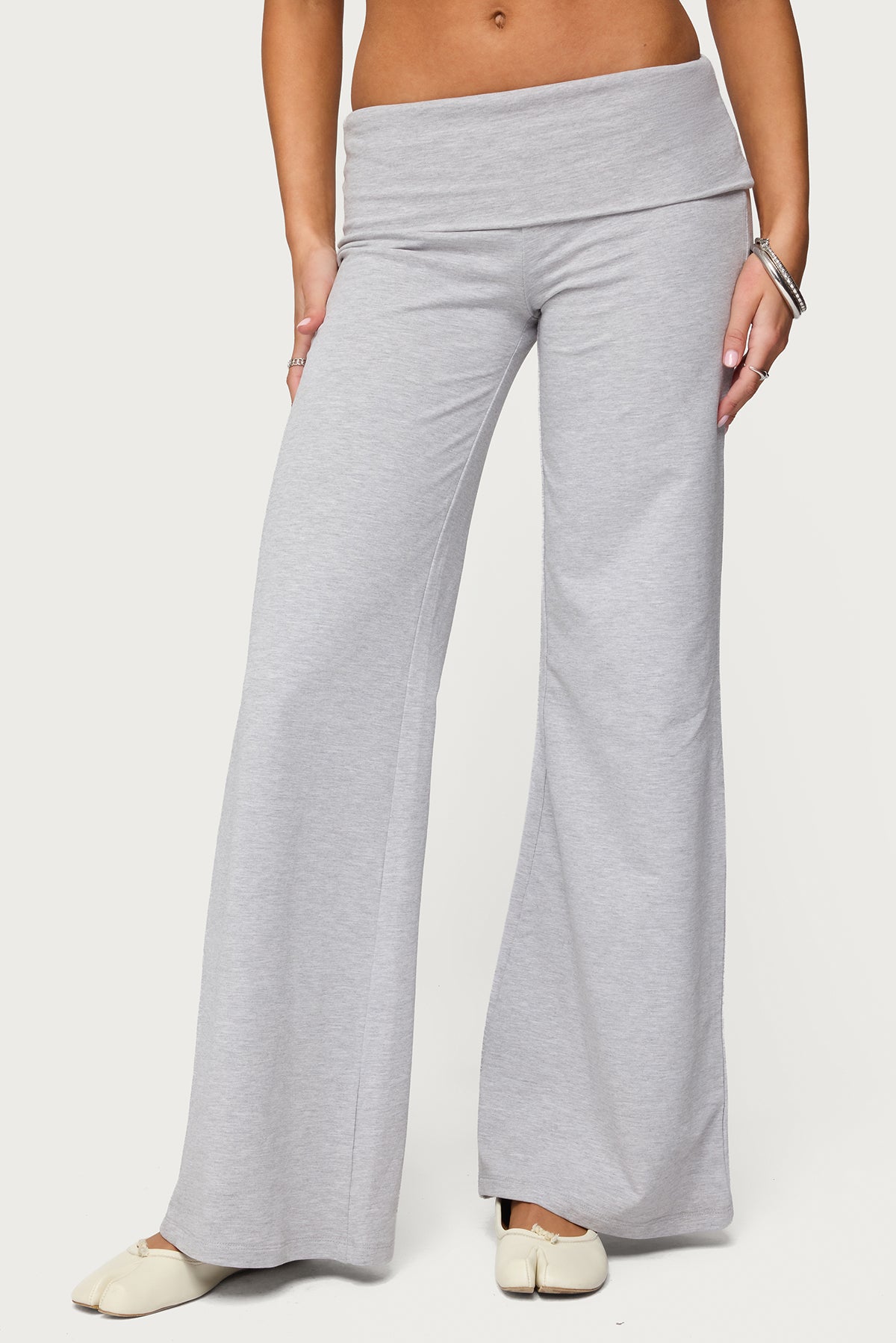 Wide Leg Foldover Trousers