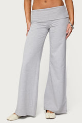 Wide Leg Foldover Trousers