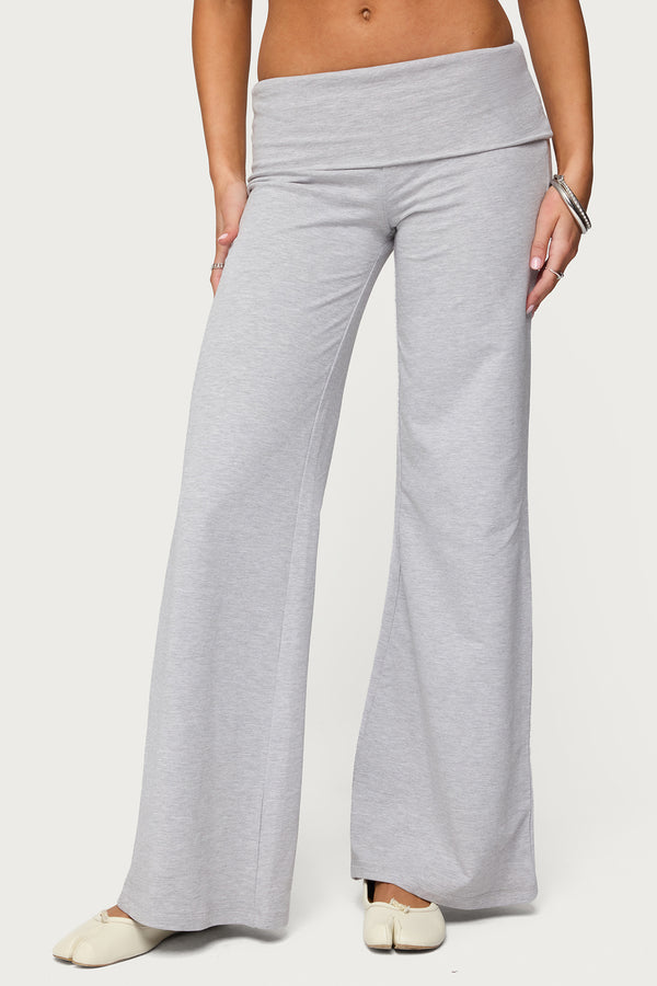 Wide Leg Foldover Trousers