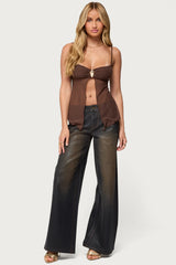 Reeve Split Front Sheer Mesh Top