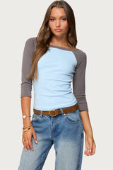 Keri Boat Neck Contrast Raglan Top