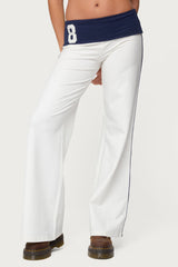8 Contrast Fold Over Wide Leg Trousers