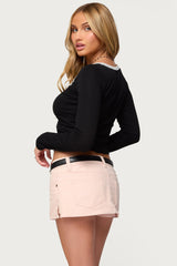 Contrast Lacey Long Sleeve Top