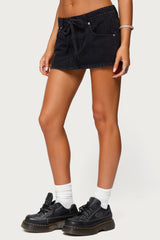 Ziggie Tie Front Denim Mini Skort