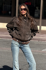 Chaya High Neck Faux Suede Jacket