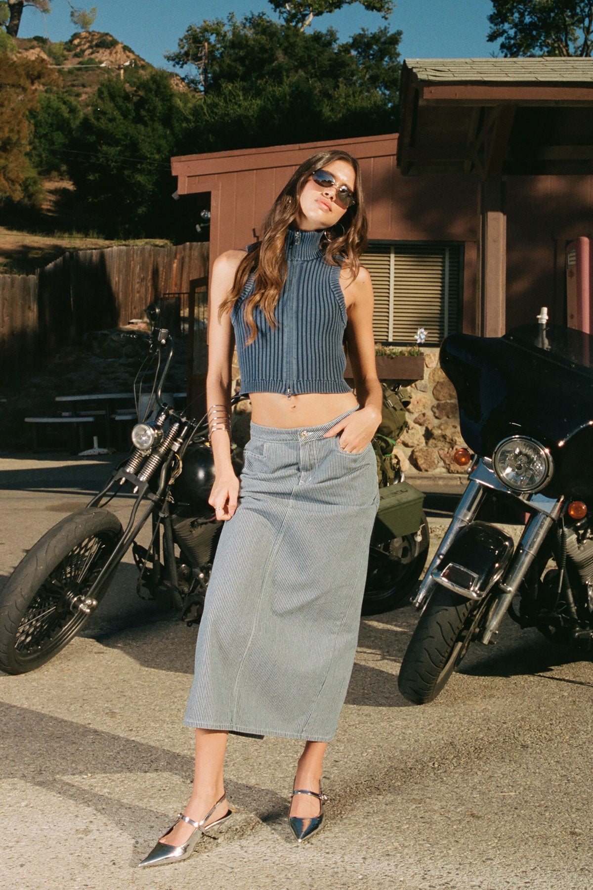 Railroad Denim Maxi Skirt