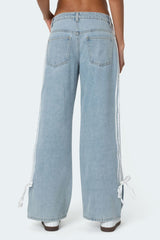 Washed Low Rise Ribbon Jeans