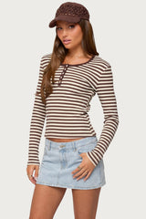 Roma Striped Henley Top