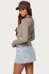 Roma Striped Henley Top