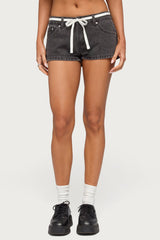 Olesia Tie Belt Denim Shorts