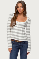 Lockie Striped Knit Babydoll Top