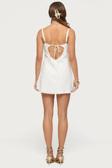 Iman Embroidered Cotton Cutout Mini Dress
