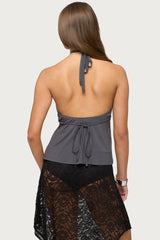 Dafnie Split Front Crisscross Halter Top