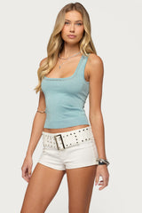 Annya Sequin Cutout Knit Top