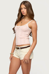 Rosaliee Pointelle Knit Tank Top