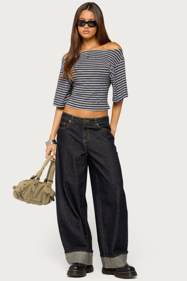 Jadan Striped Off Shoulder Top