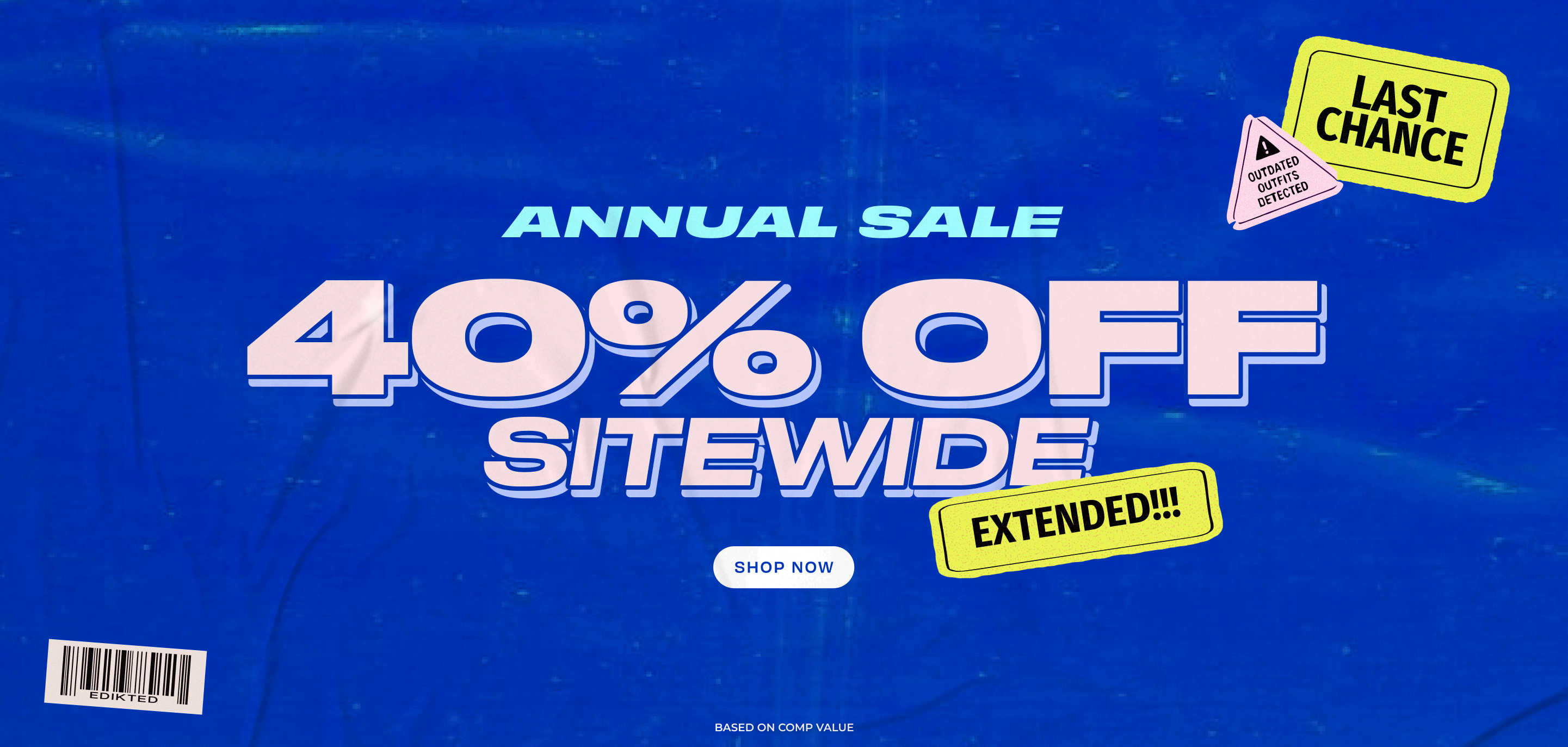 annual sale 40% off sitewide extended shop now