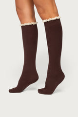 Lacey Ruffle Knee High Socks