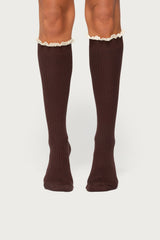 Lacey Ruffle Knee High Socks