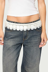 Iridescent Disk Crochet Tie Belt