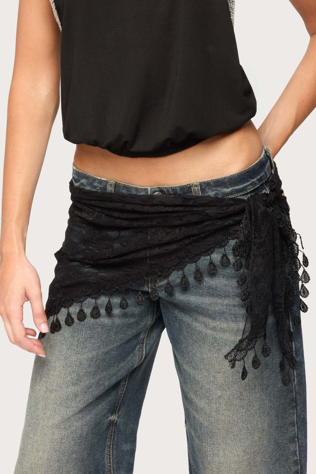 Lover Floral Sheer Lace Waist Scarf