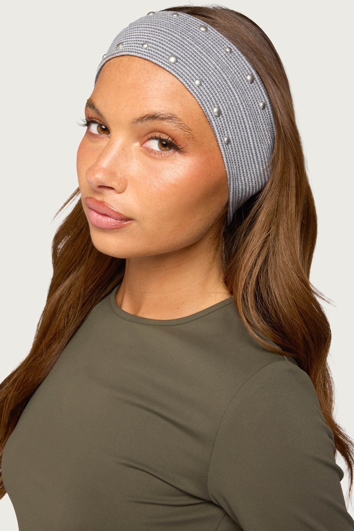Striped Knit Studded Headband
