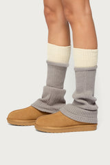 Contrast Ribbed Leg Warmers