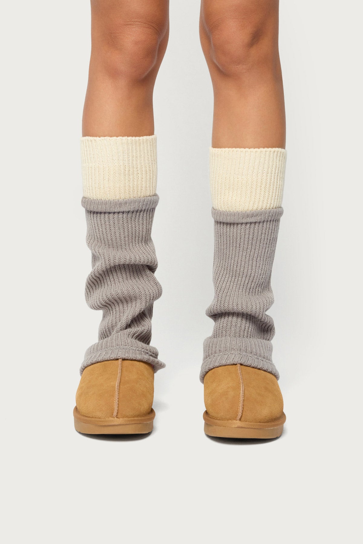 Contrast Ribbed Leg Warmers