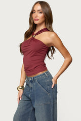 Cielle Wide Strap Gathered Top