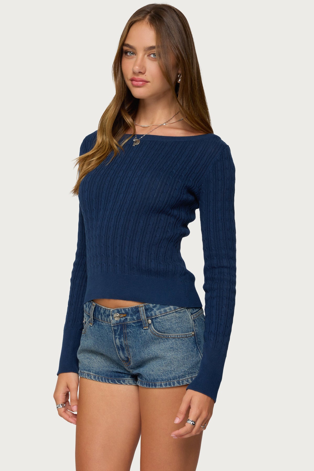 Larah Boat Neck Cable Knit Sweater