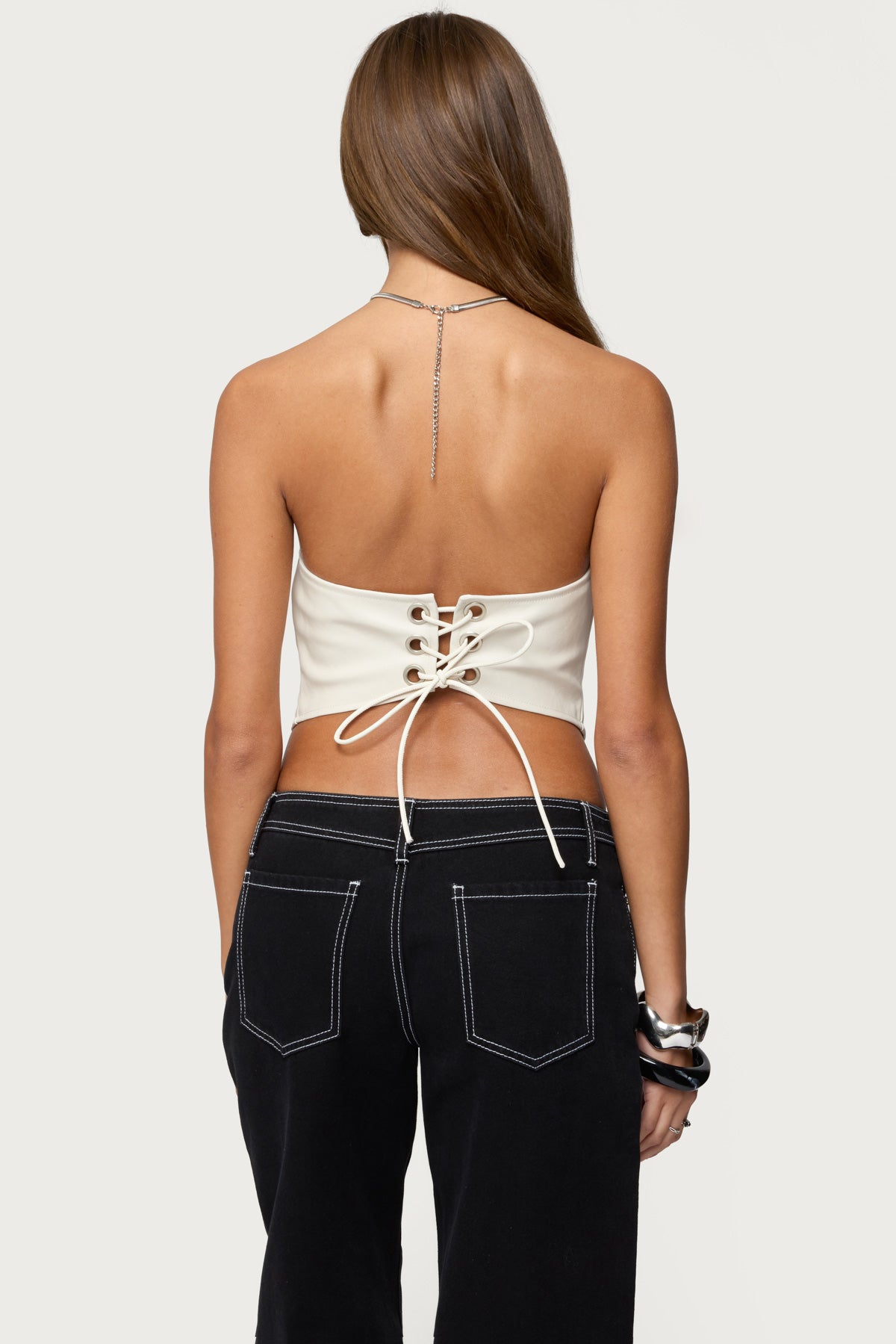 Kizzie Faux Leather Halter Top